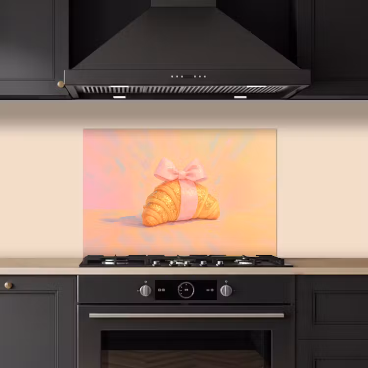 Spritzschutz Küche - Croissant - Fliege - Rosa — 5