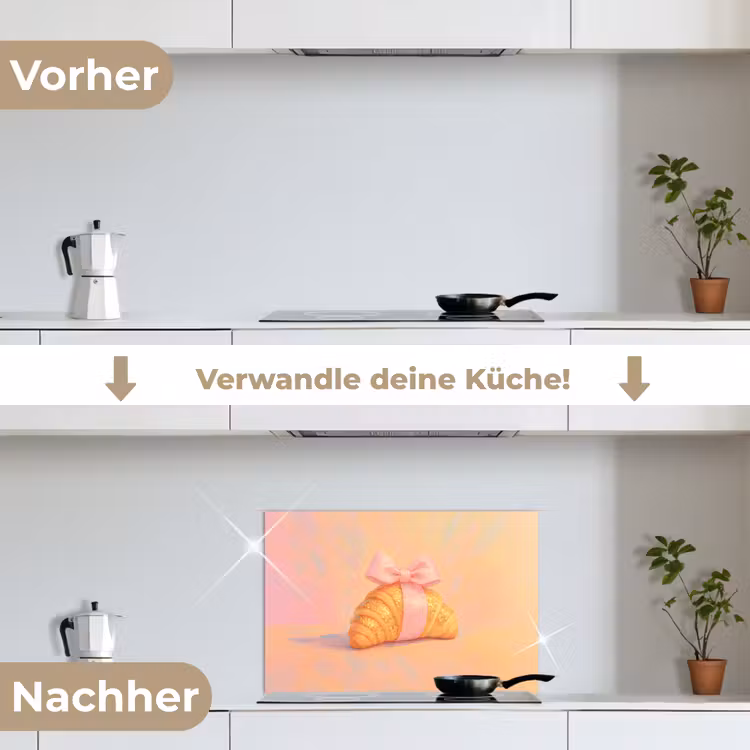 Spritzschutz Küche - Croissant - Fliege - Rosa — 7
