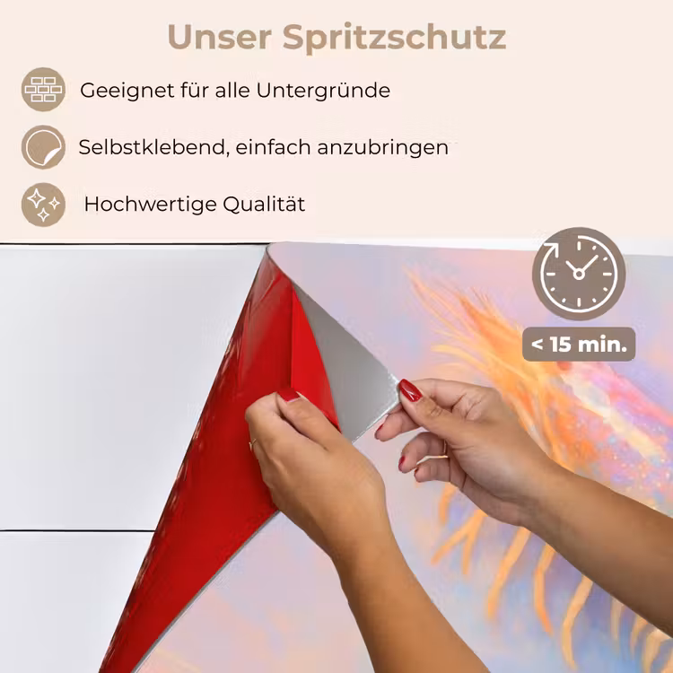 Spritzschutz Küche - Garnele - Subtile Struktur - Blau - Rosa — 4