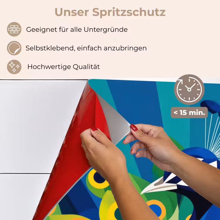 Spritzschutz Küche - Pfau - Kreise - Blau — 4