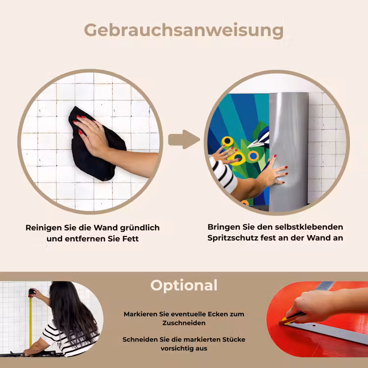 Spritzschutz Küche - Pfau - Kreise - Blau — 6