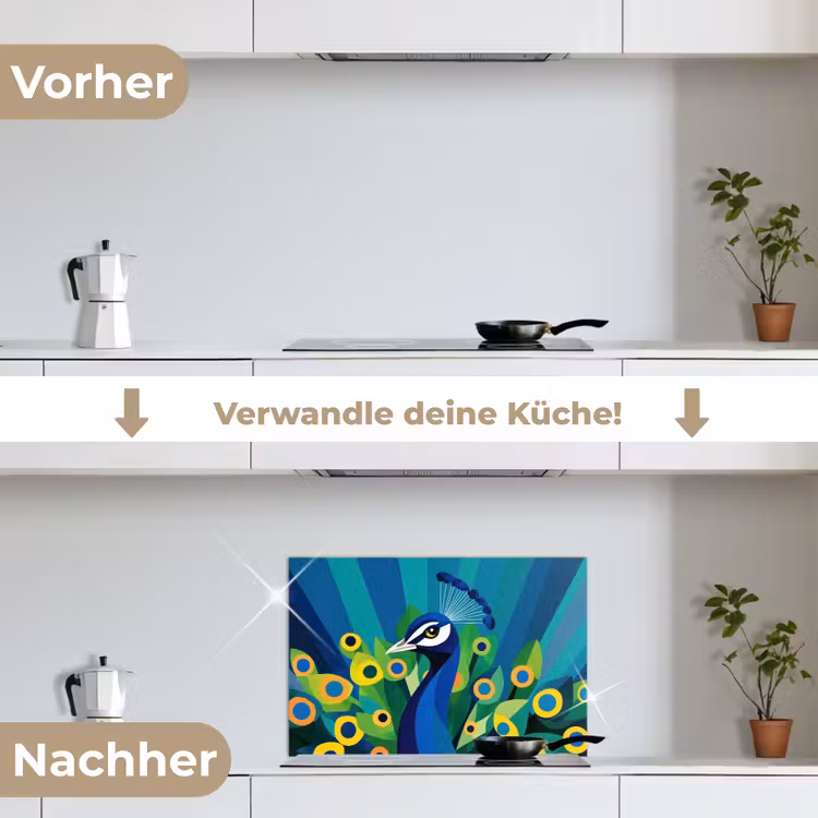 Spritzschutz Küche - Pfau - Kreise - Blau — 7