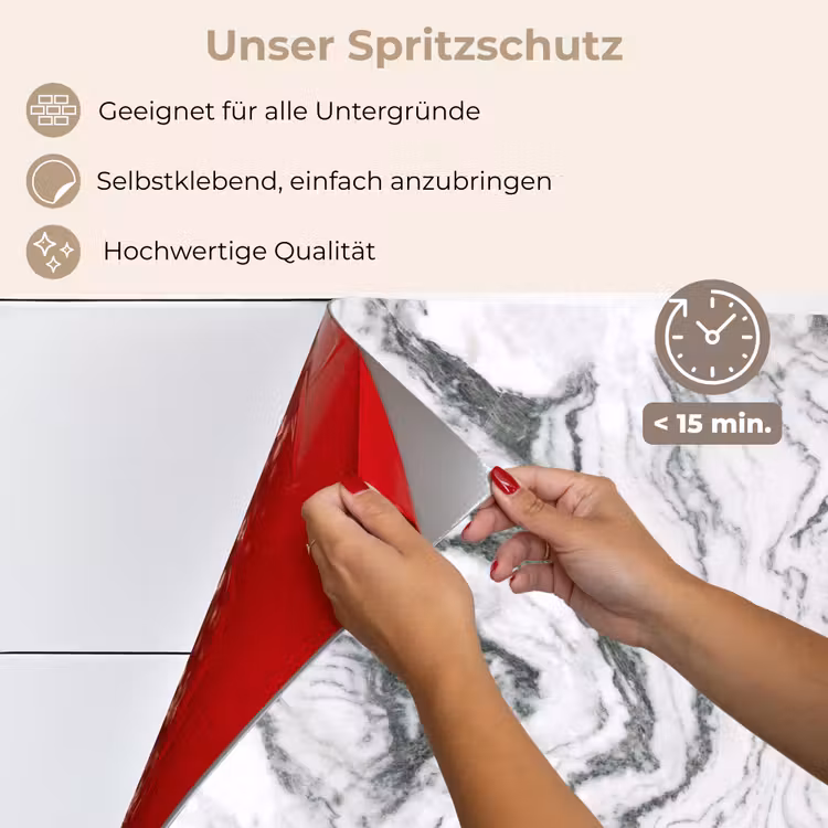 Spritzschutz Küche - Weiß - Marmor - Gewellt - Graphit — 4