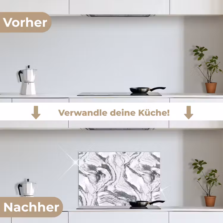 Spritzschutz Küche - Weiß - Marmor - Gewellt - Graphit — 7