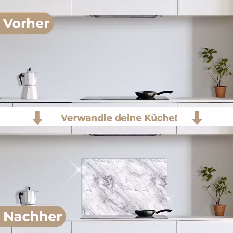 Spritzschutz Küche - Wirbelnd - Graue Textur - Marmor - Weiß — 7
