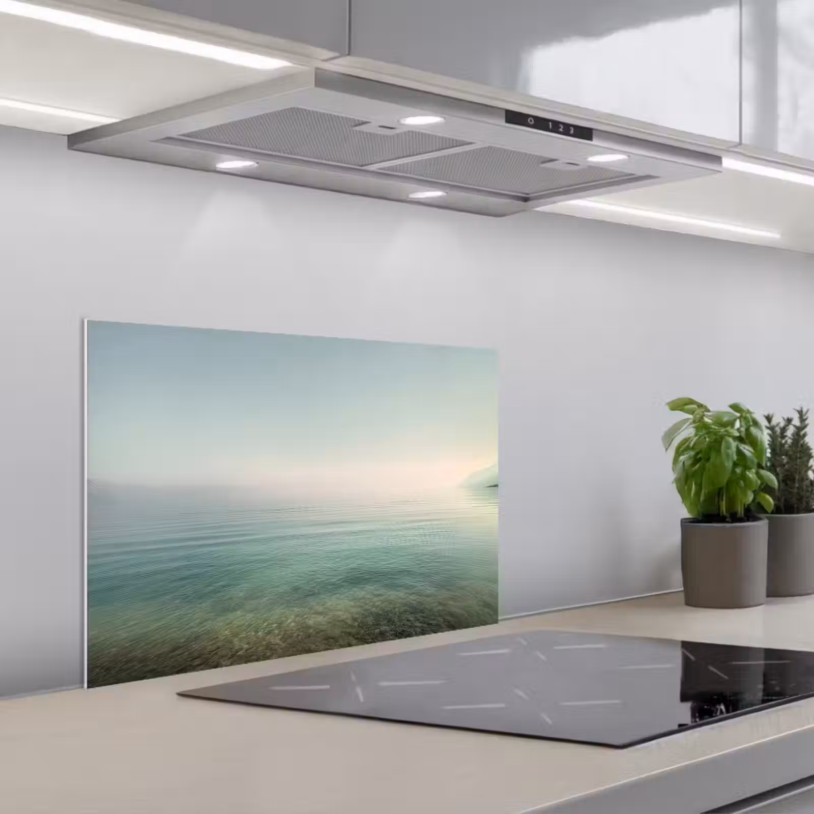 Spritzschutz Küche - Meer - Horizont - Blau - Nebel — 1