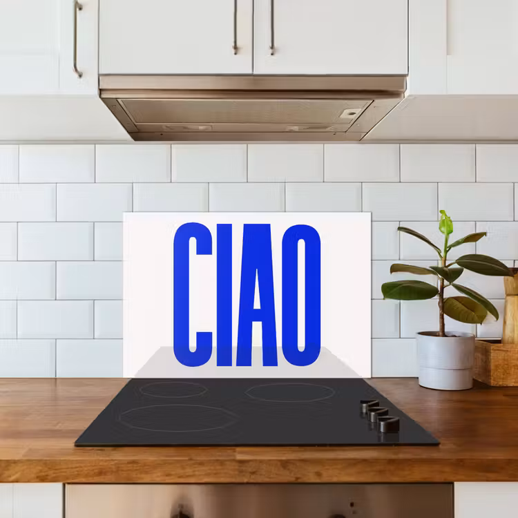 Spritzschutz Küche - Ciao - Großbuchstaben - Blau - Minimalistisch — 3