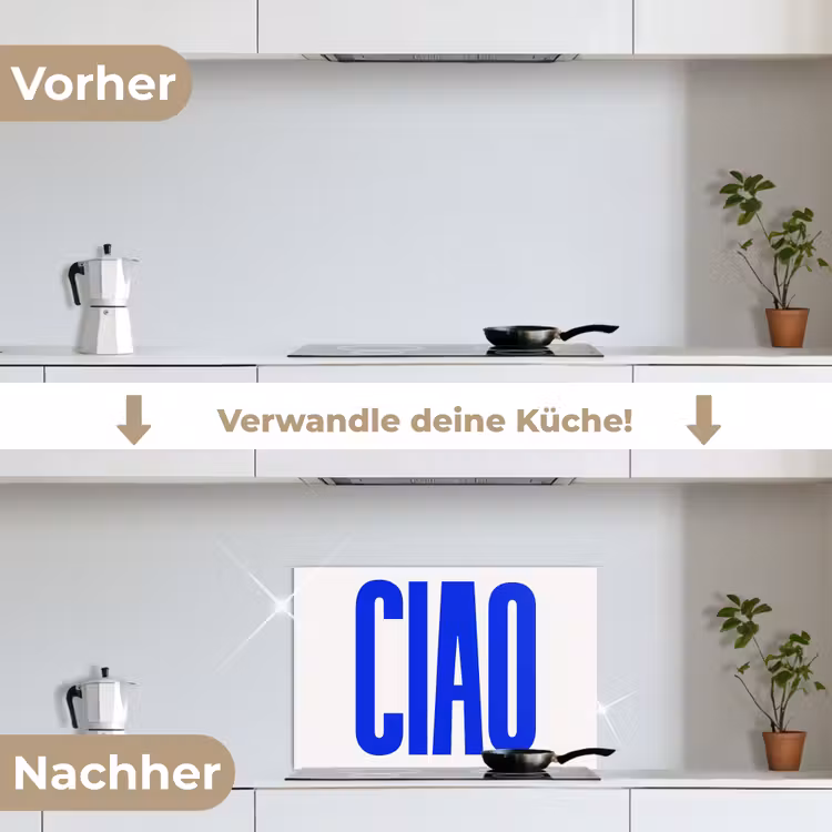 Spritzschutz Küche - Ciao - Großbuchstaben - Blau - Minimalistisch — 7