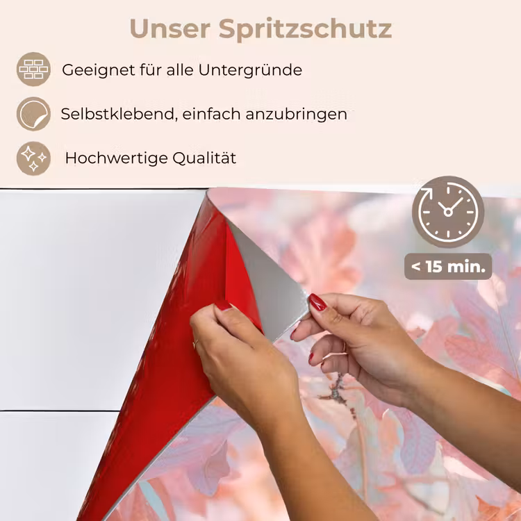Spritzschutz Küche - Eichenblätter - Zweige - Rosa — 4