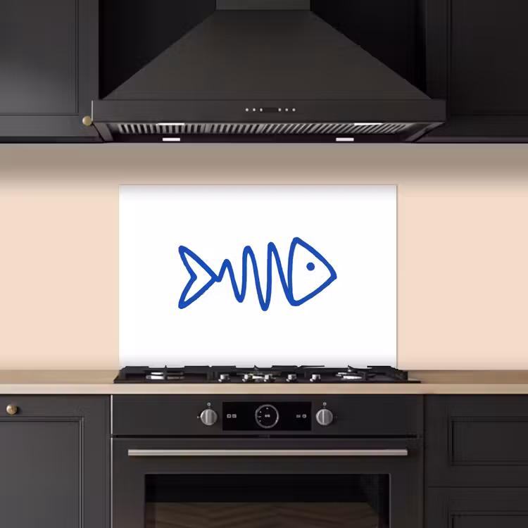 Spritzschutz Küche - Fisch - Minimalistisch - Blau - Linie — 5