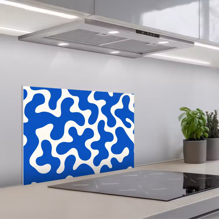Spritzschutz Küche - Formen - Abstrakt - Blau - Wellen — 1