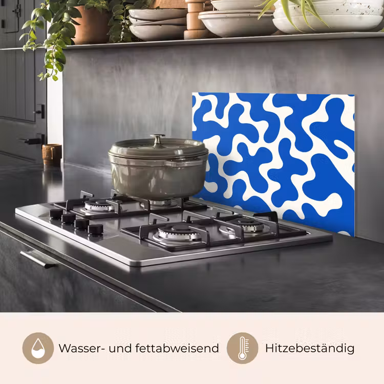 Spritzschutz Küche - Formen - Abstrakt - Blau - Wellen — 2