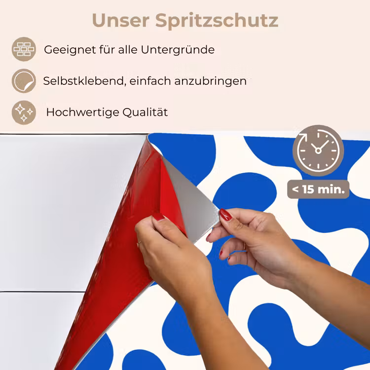 Spritzschutz Küche - Formen - Abstrakt - Blau - Wellen — 4