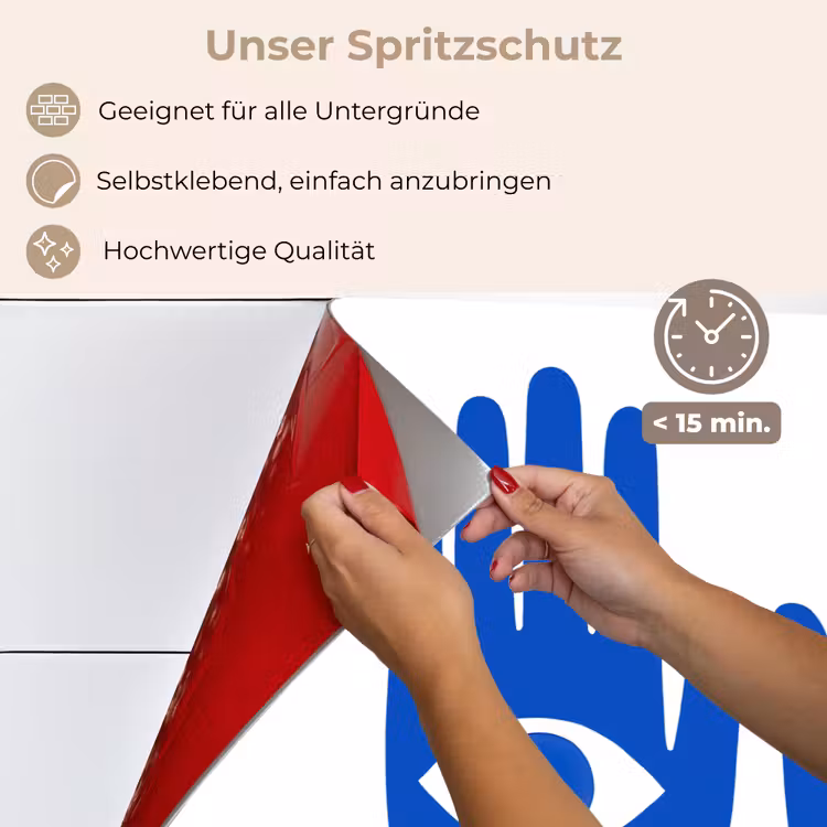 Spritzschutz Küche - Hände - Zwei - Augen - Blau — 4