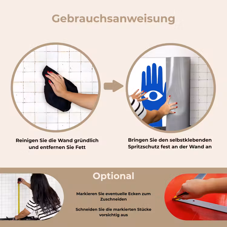 Spritzschutz Küche - Hände - Zwei - Augen - Blau — 6