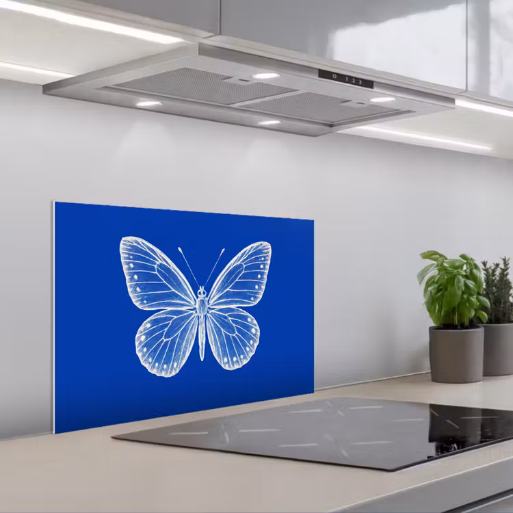 Spritzschutz Küche - Schmetterling - Weiß - Gepunktet — 1