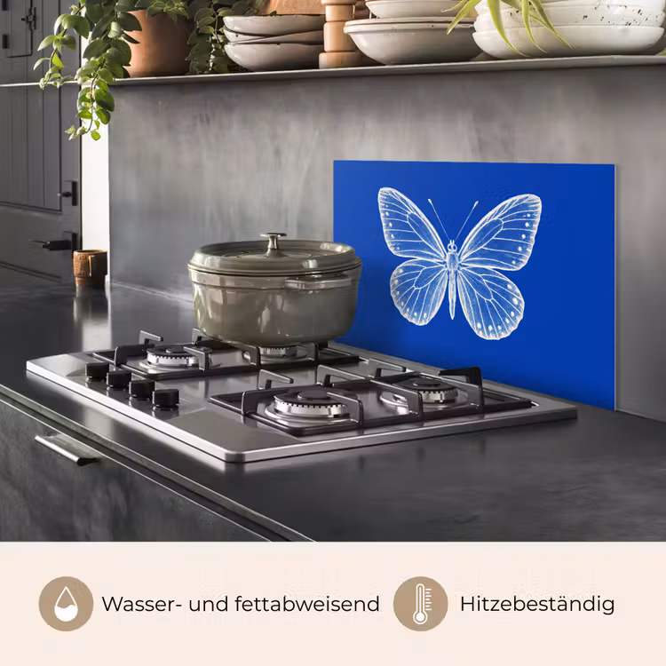 Spritzschutz Küche - Schmetterling - Weiß - Gepunktet — 2