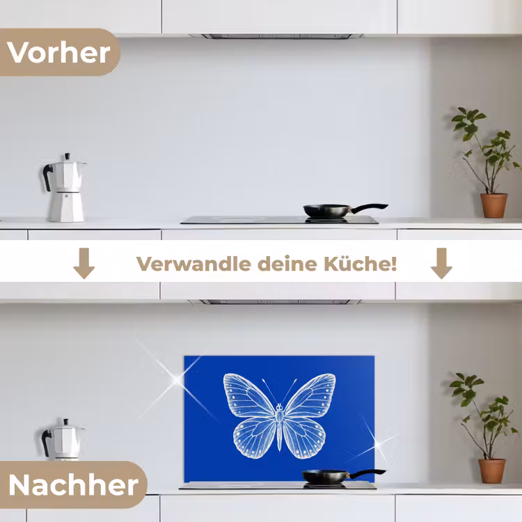 Spritzschutz Küche - Schmetterling - Weiß - Gepunktet — 7