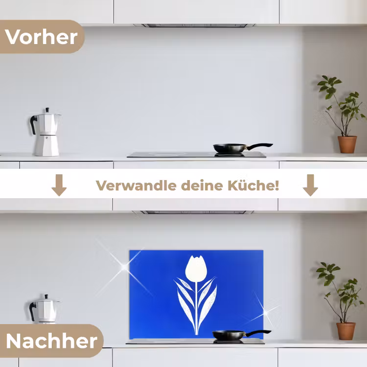 Spritzschutz Küche - Tulpe - Minimalistisch - Blätter - Weiß — 7