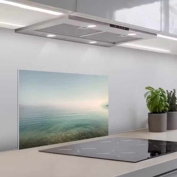 Spritzschutz Küche - Meer - Horizont - Blau - Nebel — 1