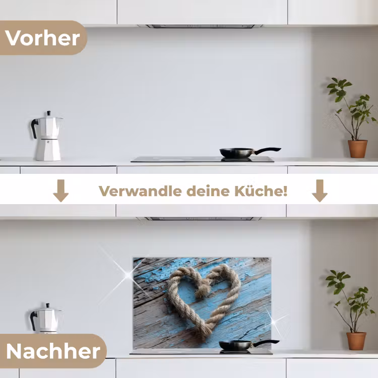 Spritzschutz Küche - Herz - Seil - Holz - Rustikal — 7