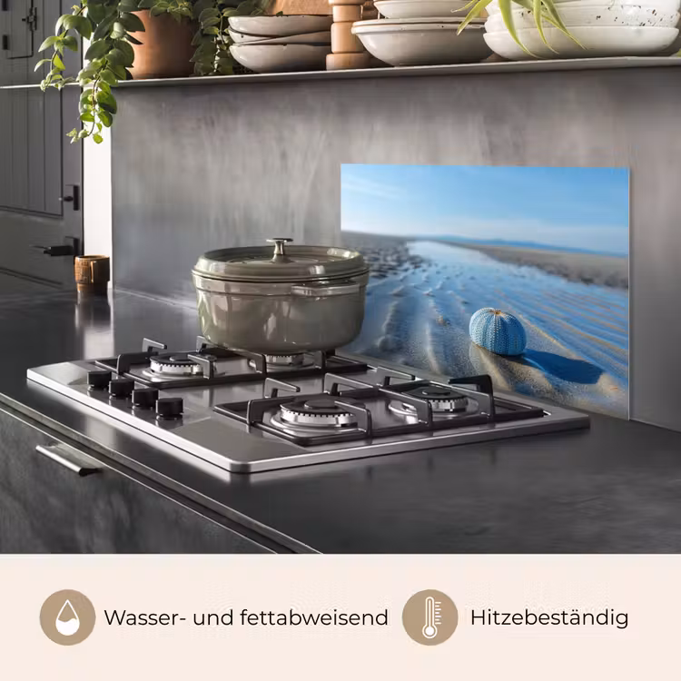 Spritzschutz Küche - Strand - Schild - Wasser - Blau — 2