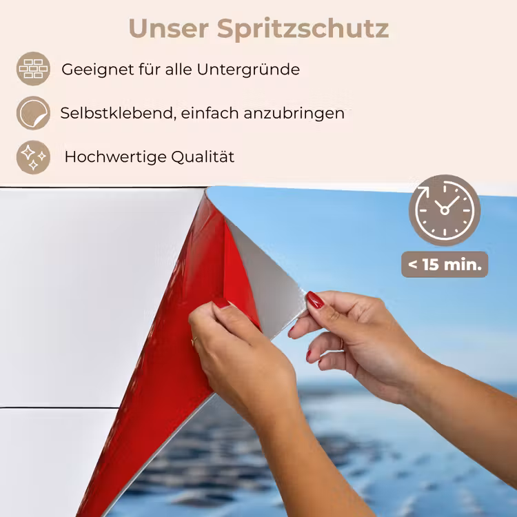 Spritzschutz Küche - Strand - Schild - Wasser - Blau — 4