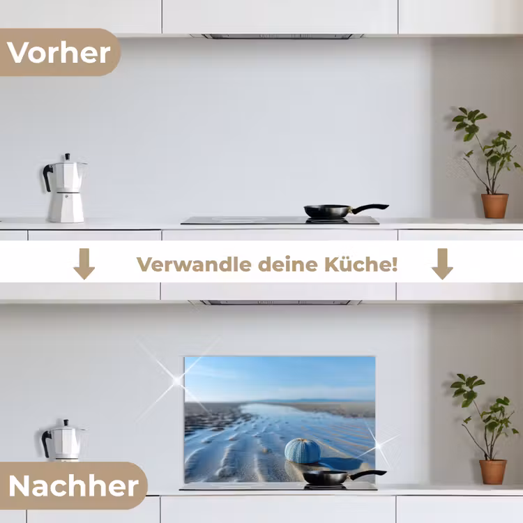Spritzschutz Küche - Strand - Schild - Wasser - Blau — 7