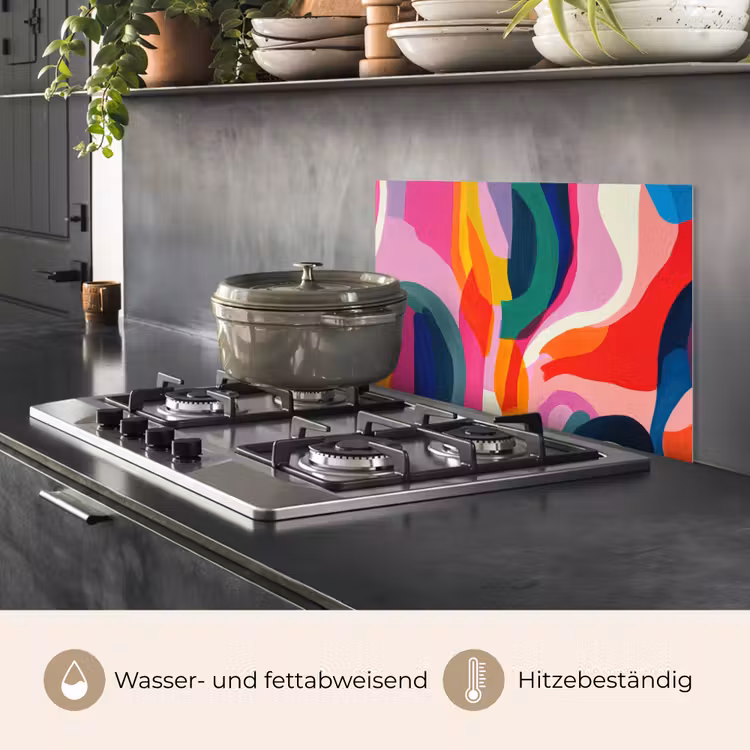 Spritzschutz Küche - Formen - Gewellt - Abstrakt - Hellrosa — 2
