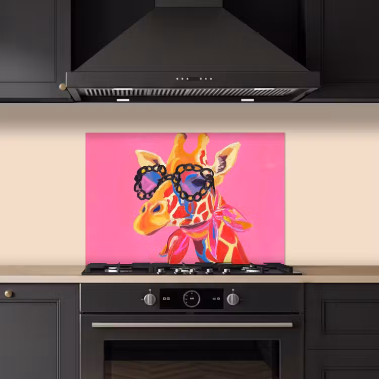 Spritzschutz Küche - Giraffe - Rosa - Brille - Halstuch — 5