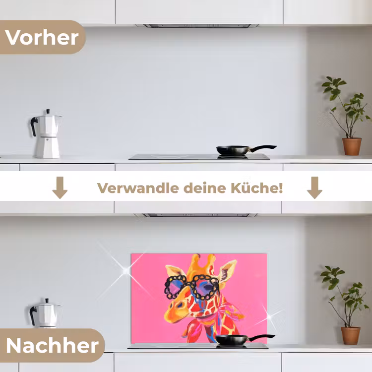 Spritzschutz Küche - Giraffe - Rosa - Brille - Halstuch — 7
