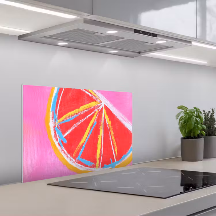 Spritzschutz Küche - Grapefruit - Gemalt - Rosa - Streifen — 1