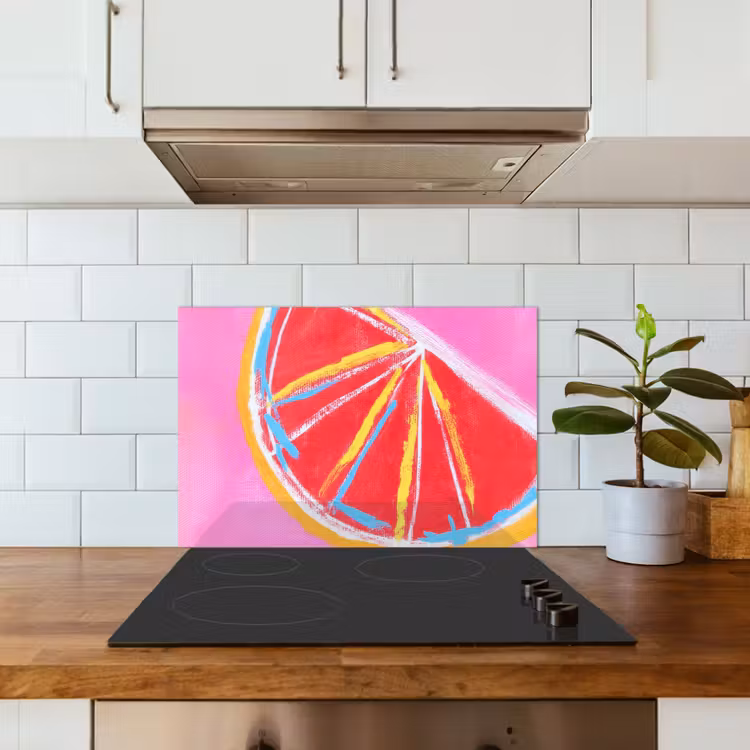 Spritzschutz Küche - Grapefruit - Gemalt - Rosa - Streifen — 3