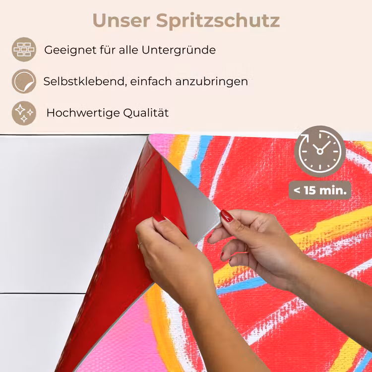 Spritzschutz Küche - Grapefruit - Gemalt - Rosa - Streifen — 4