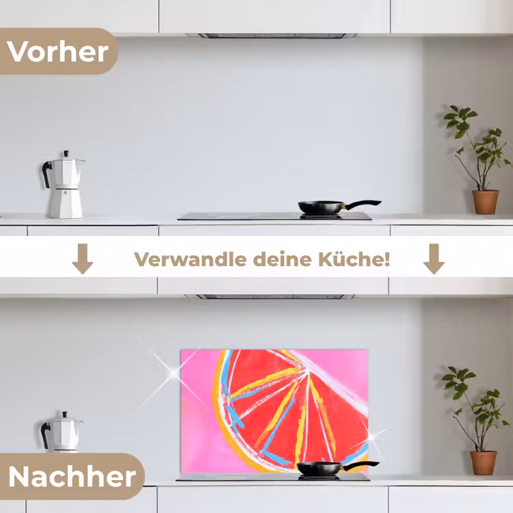 Spritzschutz Küche - Grapefruit - Gemalt - Rosa - Streifen — 7