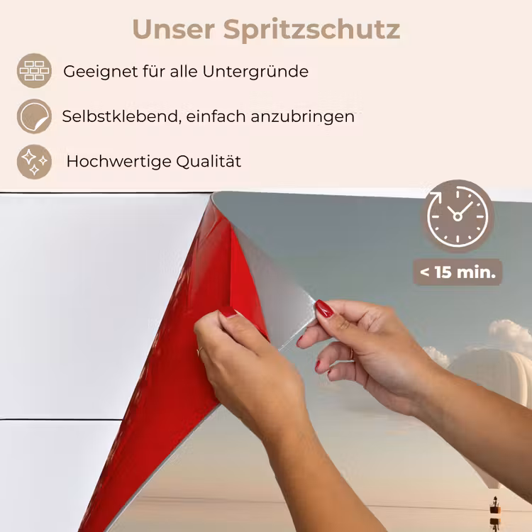 Spritzschutz Küche - Heißluftballon - Wolken - Wasser - Blau — 4