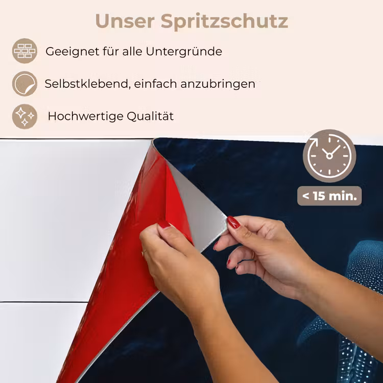 Spritzschutz Küche - Ozean - Walhai - Dunkelblau - Flecken — 4