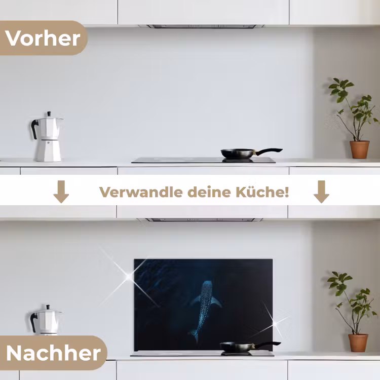 Spritzschutz Küche - Ozean - Walhai - Dunkelblau - Flecken — 7