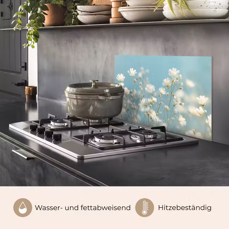 Spritzschutz Küche - Stiele - Blumen - Luft - Weiß — 2