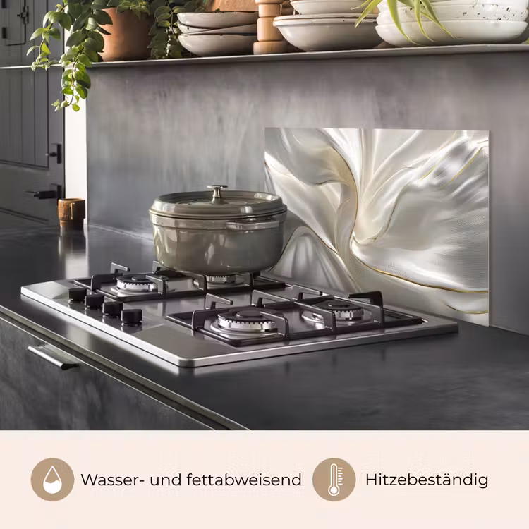 Spritzschutz Küche - Stoff - Plissee - Gold — 2