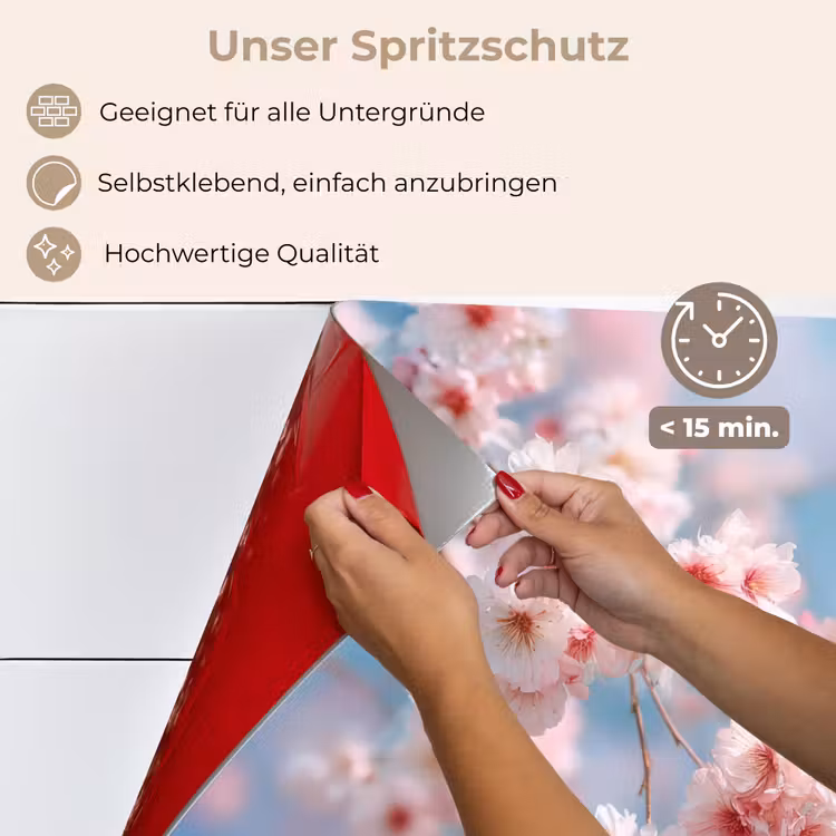 Spritzschutz Küche - Äste - Blüten - Rosa — 4