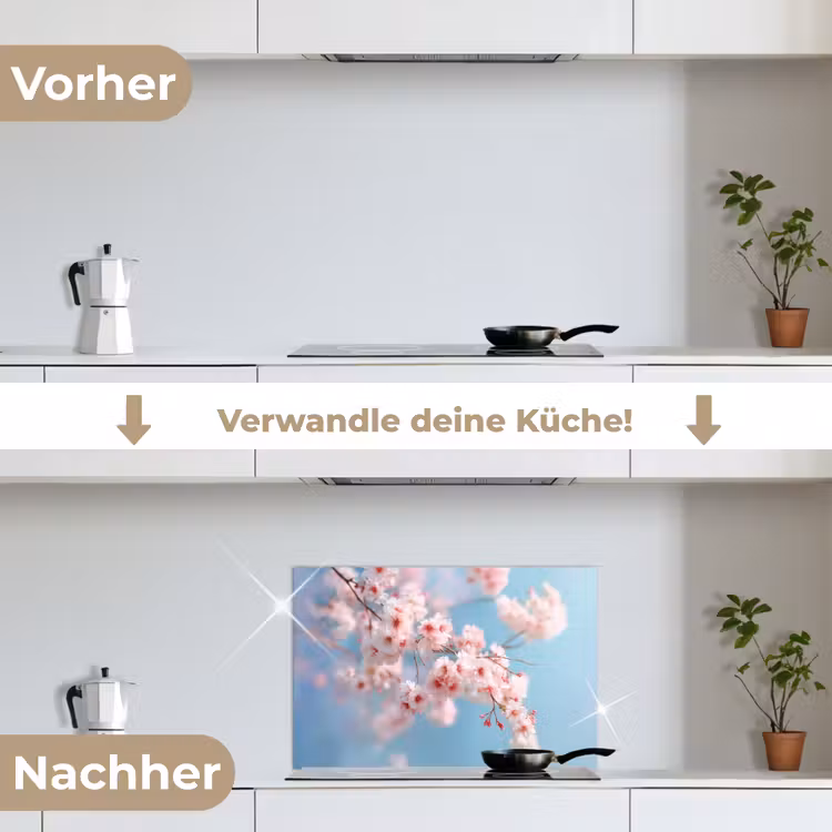 Spritzschutz Küche - Äste - Blüten - Rosa — 7
