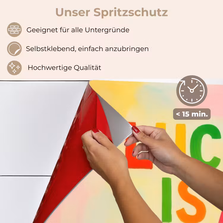 Spritzschutz Küche - Zitat - Glücklich - Regenbogenfarben — 4