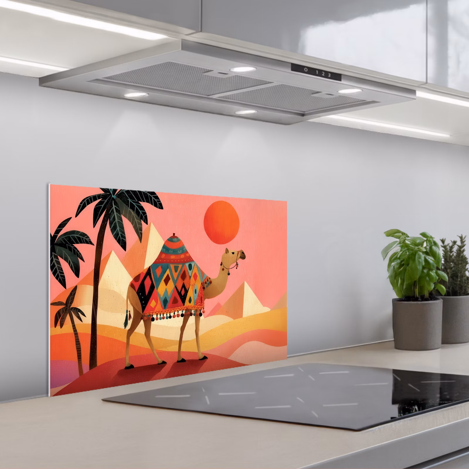 Spritzschutz Küche - Kamel - Pyramiden - Rote Sonne — 1
