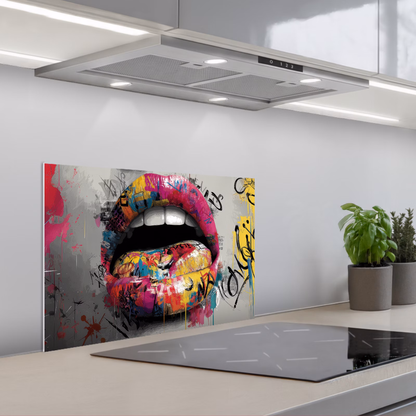 Spritzschutz Küche - Lippen - Graffiti - Ausdrucksstark — 1