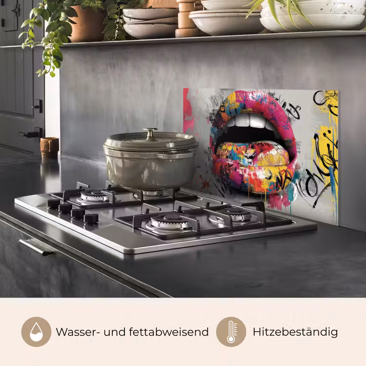 Spritzschutz Küche - Lippen - Graffiti - Ausdrucksstark — 2