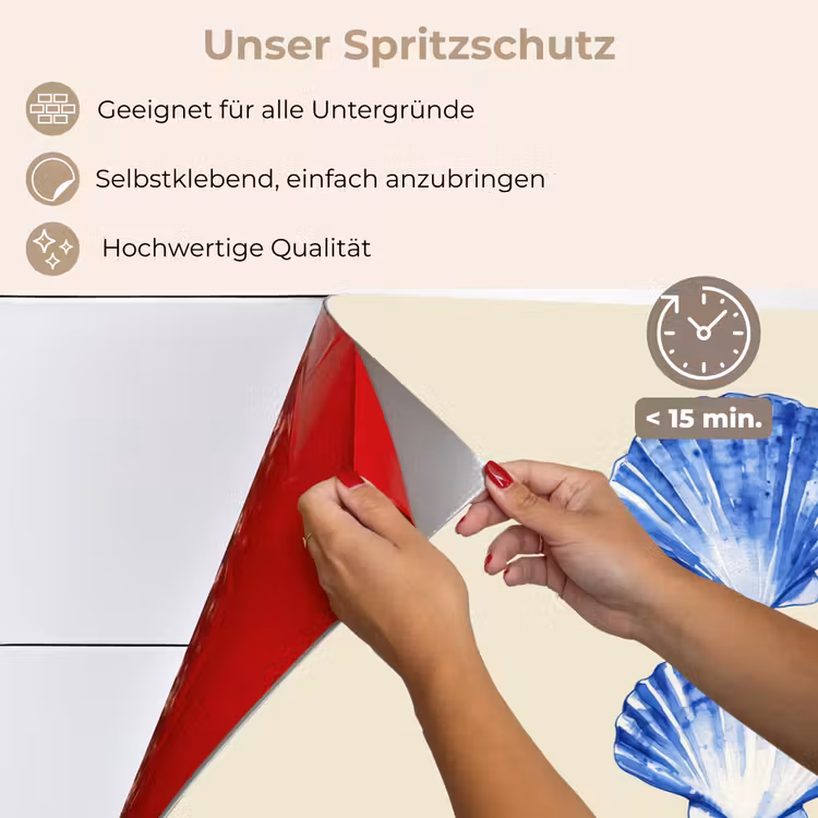 Spritzschutz Küche - Muscheln - Blau - Beige — 4