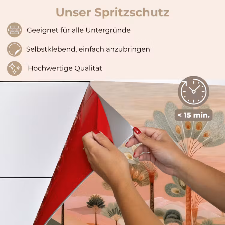 Spritzschutz Küche - Rosa Landschaft - Palmen - Wasser — 4