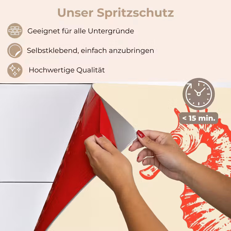 Spritzschutz Küche - Seepferdchen - Rot - Feine Details — 4