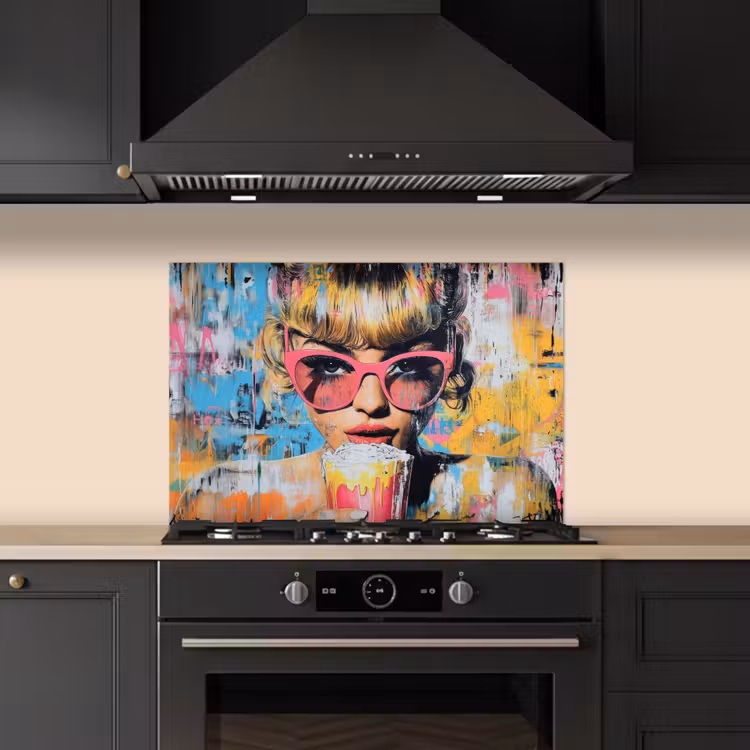 Spritzschutz Küche - Sonnenbrille - Frau - Bunt - Farbspritzer — 5
